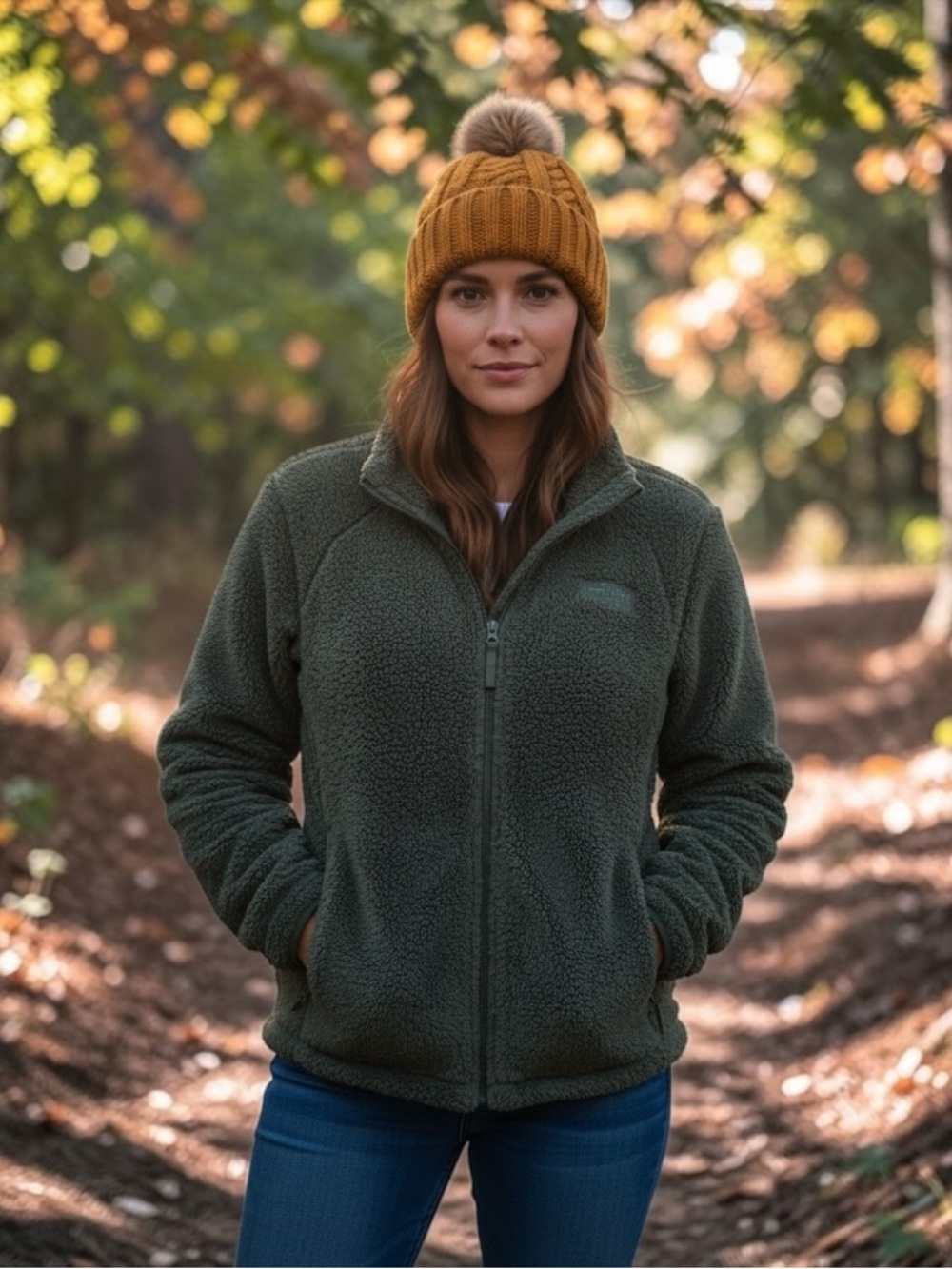 The North Face Olive Green Sherpa Zip-Front Jacket - Picture 4 of 10